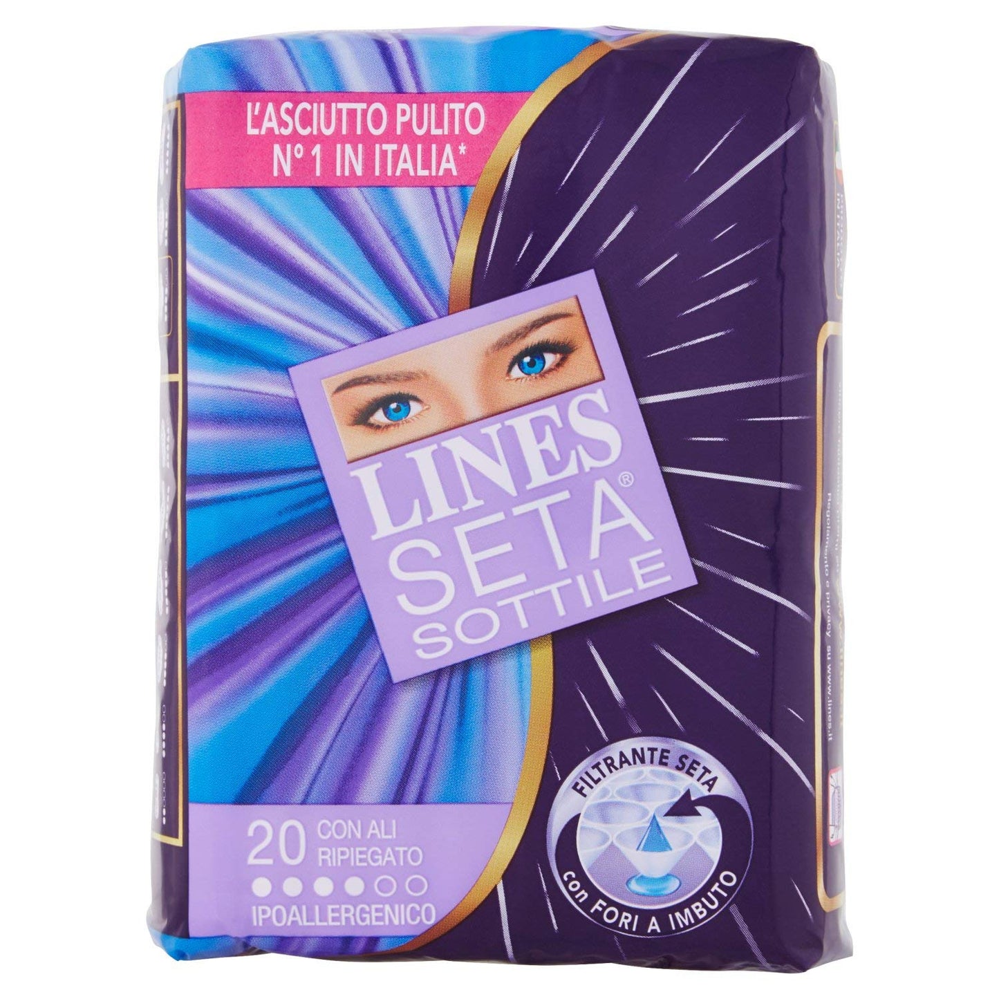 Lines Seta Sottile Assorbenti con Ali, 20 Pezzi