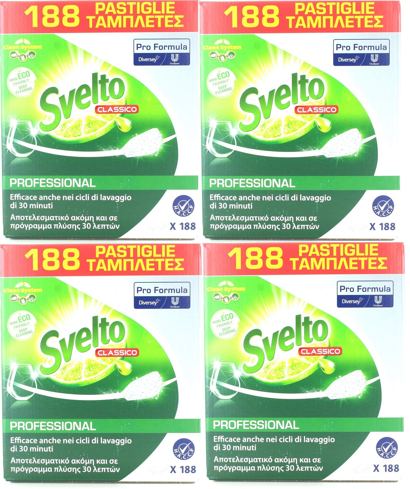 Svelto Pastiglie per Lavastoviglie Professionale, Set 4 X 188Pz