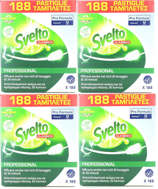 Svelto Pastiglie per Lavastoviglie Professionale, Set 4 X 188Pz