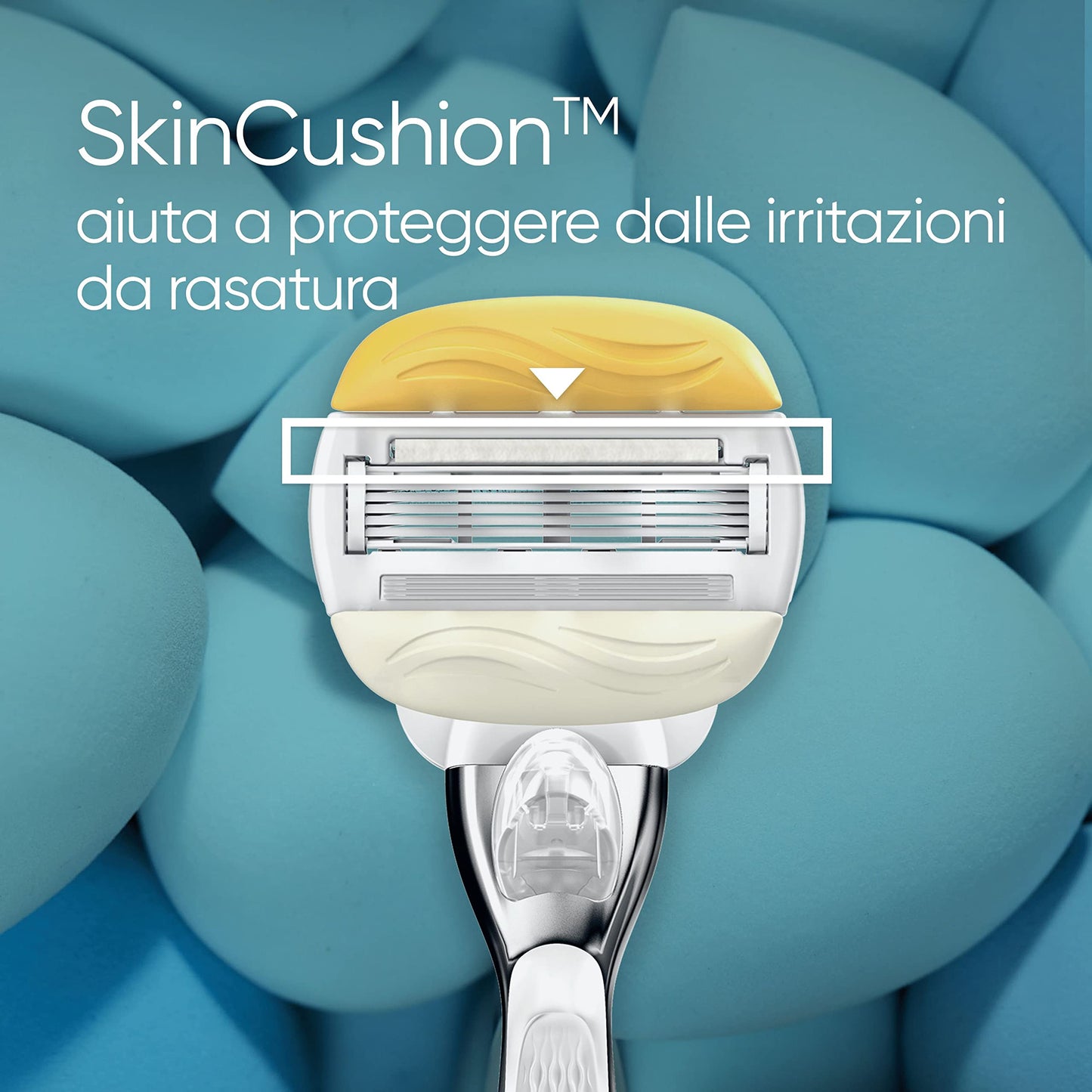 Gillette Venus Comfortglide RASOIO DONNA Cocco Plus Olaz, 2 LAMETTE DONNA RICAMBIO (da 5 Lame) e 1 Manico, per una Rasatura Liscia e Profonda, Skin Cushion con Idratante Olaz, idea regalo