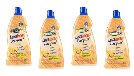 4 x Emulsio Lavaincera detergente cera parquet detersivo per pavimenti legno