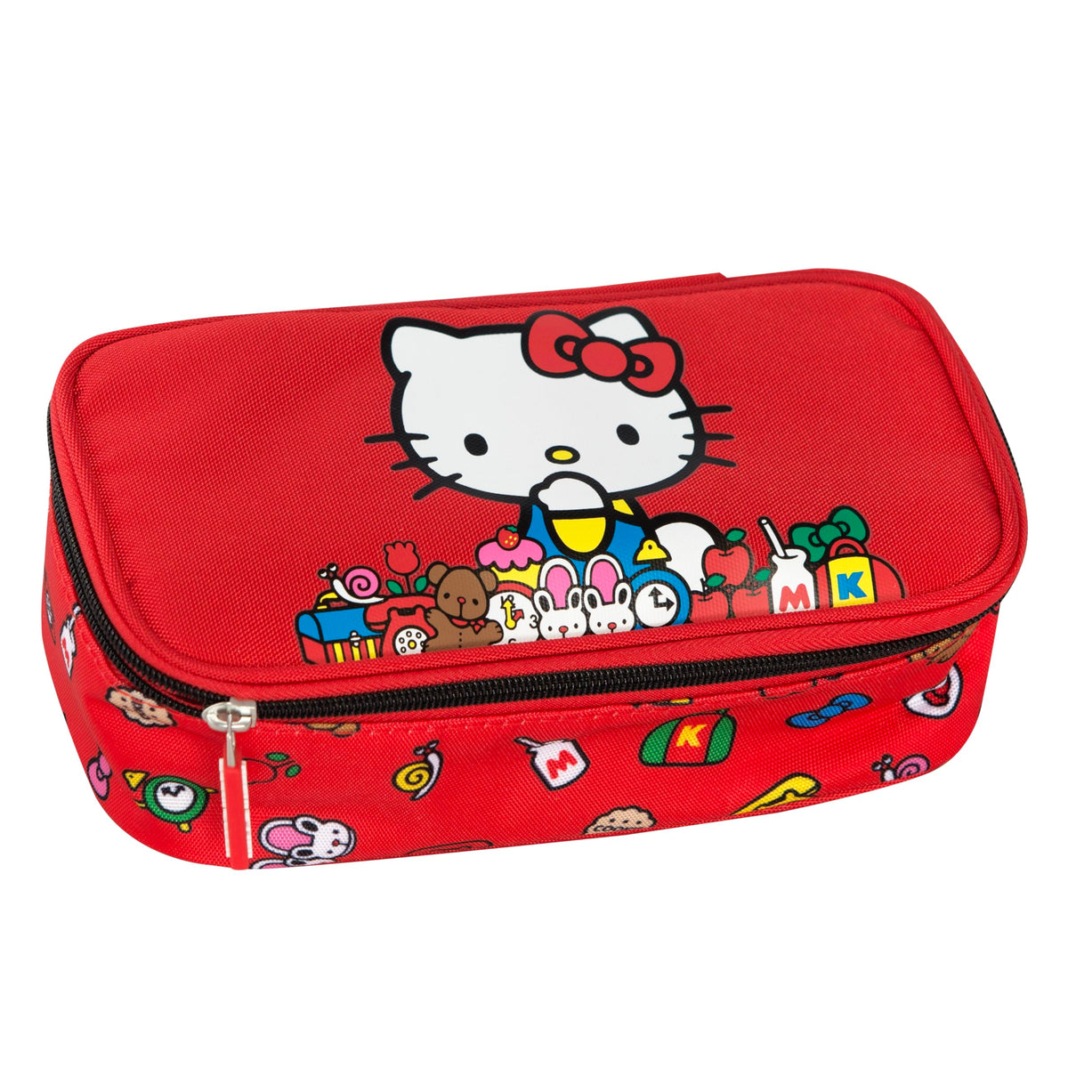 HELLO KITTY- Astuccio Scuola Ufficiale Hello Kitty, Astuccio Ovale Organizzato per Bambini, Ideale per Riporre la Cancelleria, con Divisorio Interno e Passanti Elastici, Pratica Chiusura a Zip