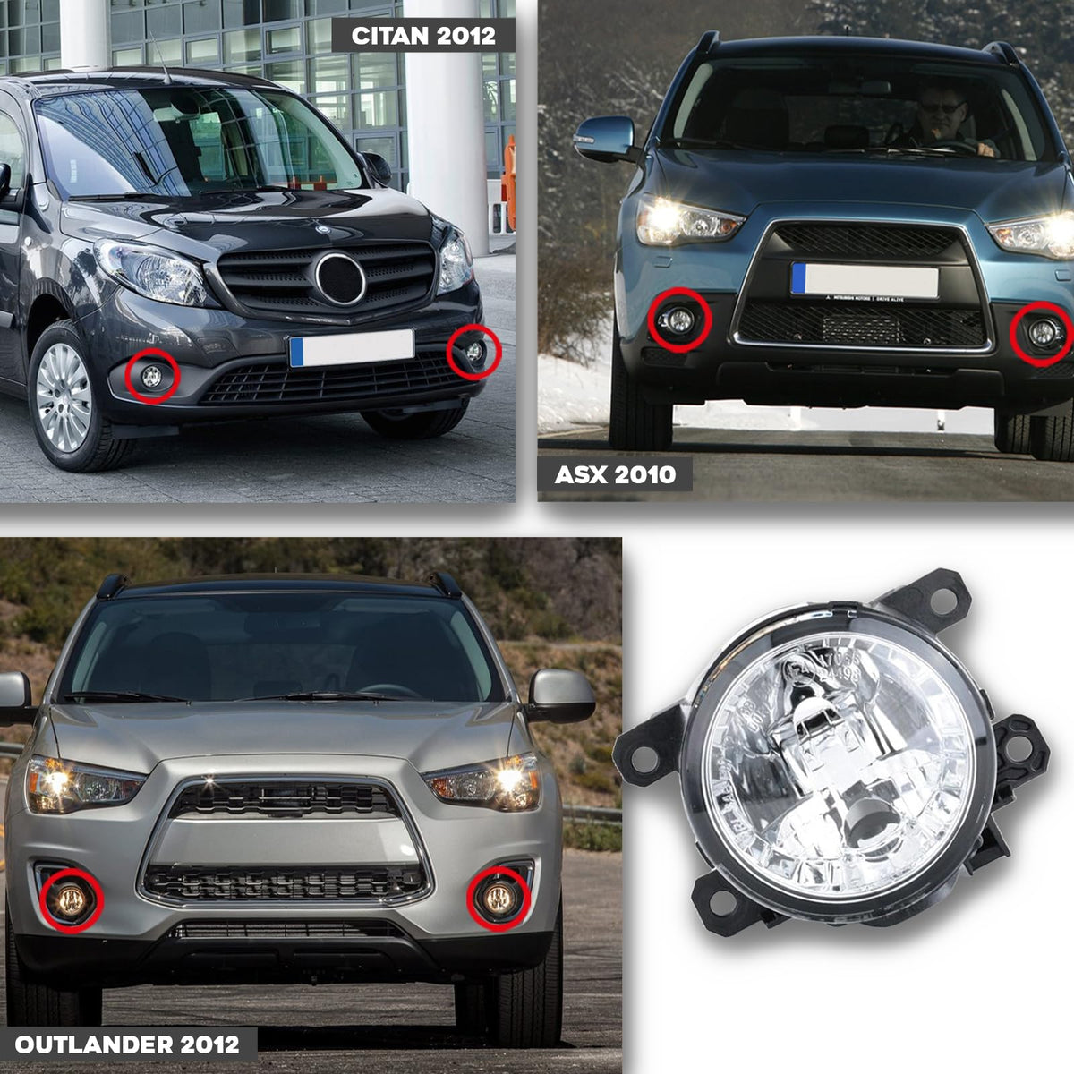 CG94 - Fendinebbia Compatibile per Auto CITAN 12'- CT. C-ZERO - ASX 10' - OUTLANDER 12' C/Luce Diurna DX=SX
