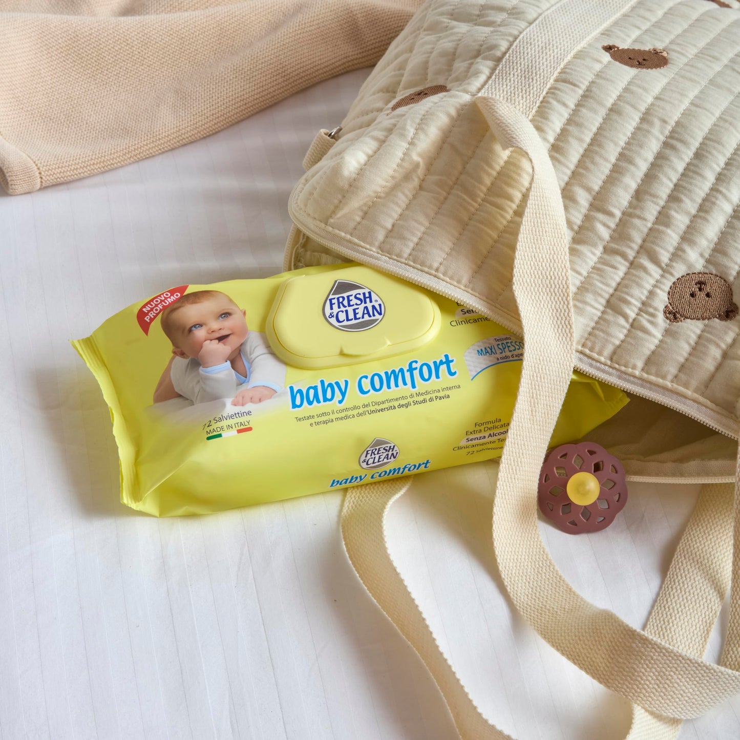 Fresh & Clean - Salviettine per Neonato Baby Comfort, Tessuto maxi spessore, Extra Delicate Senza Alcool, Morbidezza ed Assorbenza, 72 pezzi