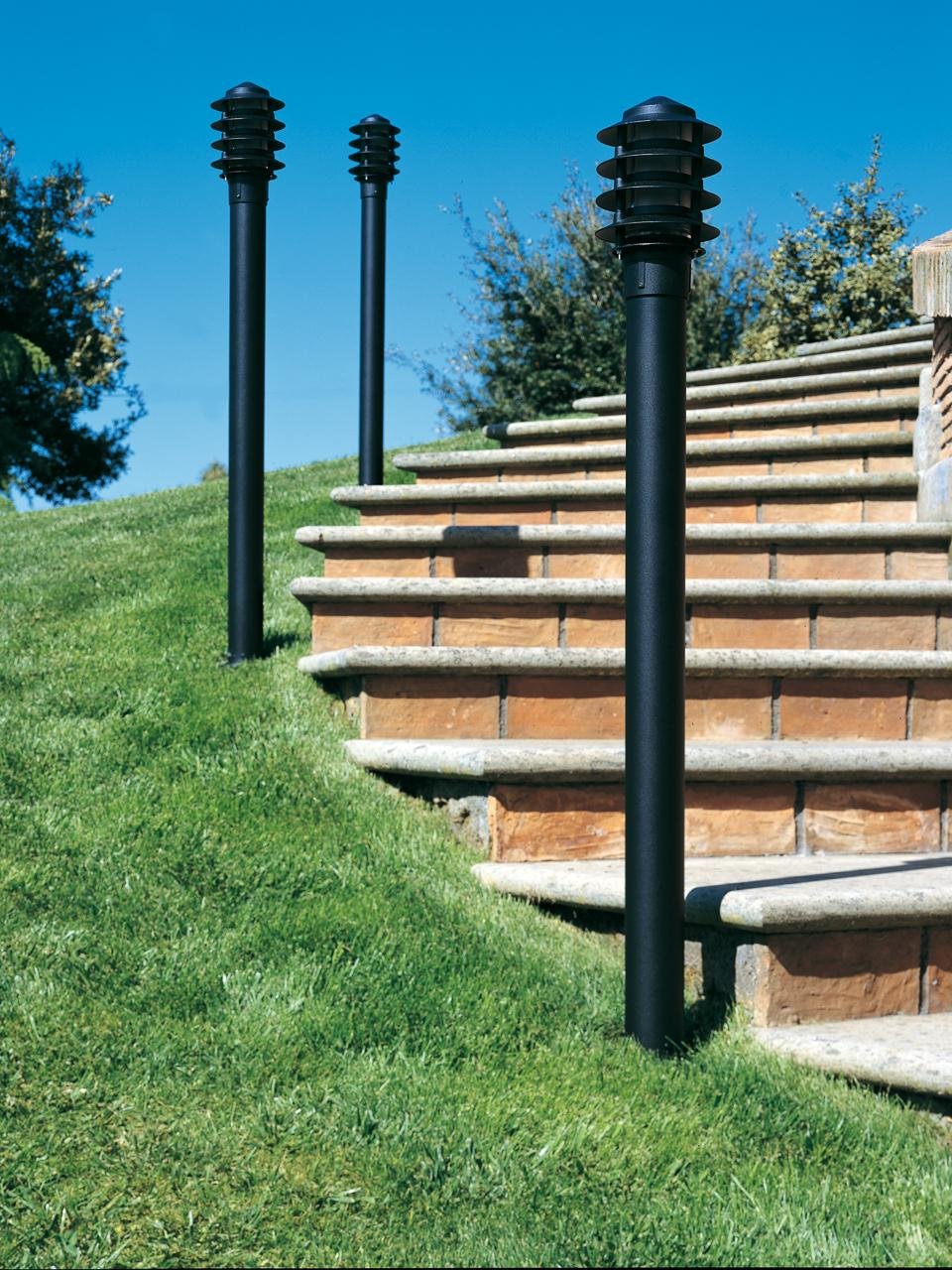 Lampioncino da esterno palo tondo da giardino 55 cm nero