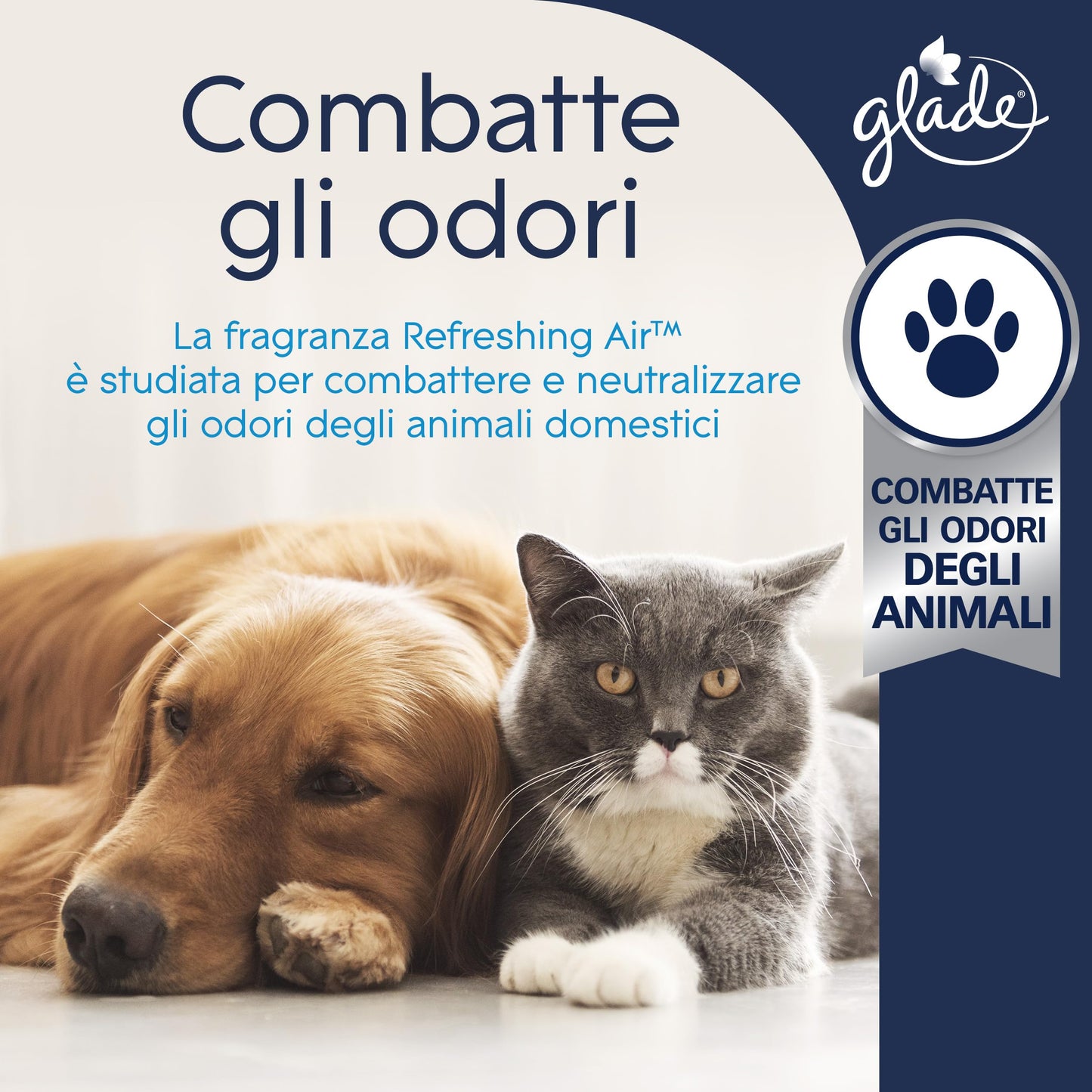 Glade Sense & Spray Profumatore per Ambienti con Olii Essenziali e Sensore di Movimento, Fragranza Refreshing Air, Elimina gli odori degli animali domestici, 4 Diffusore e 4 Ricariche, 8 Pile AA