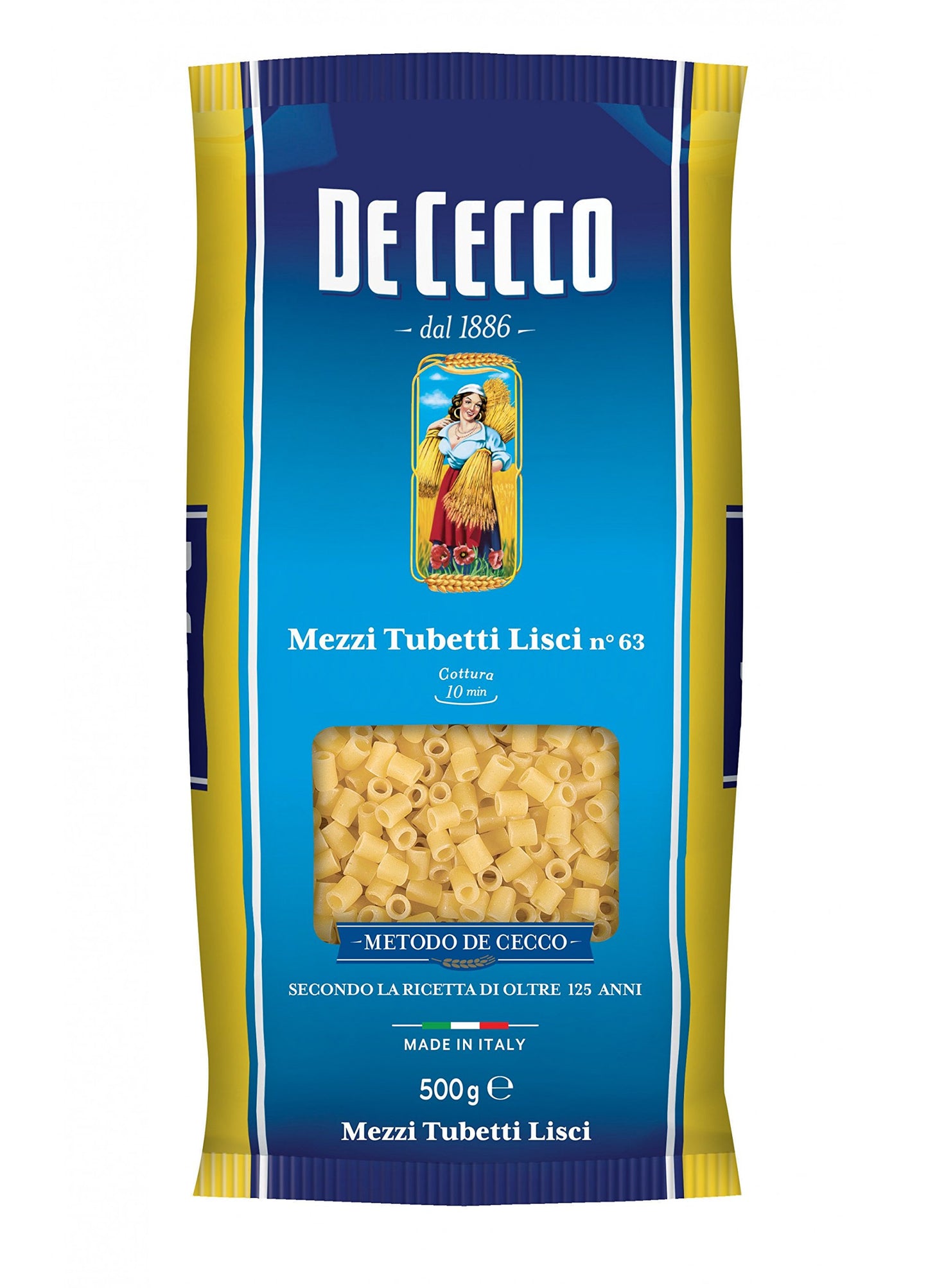 20 x Cecco Mezzi Tubetti Lisci No. 63 Italian Pasta 500g