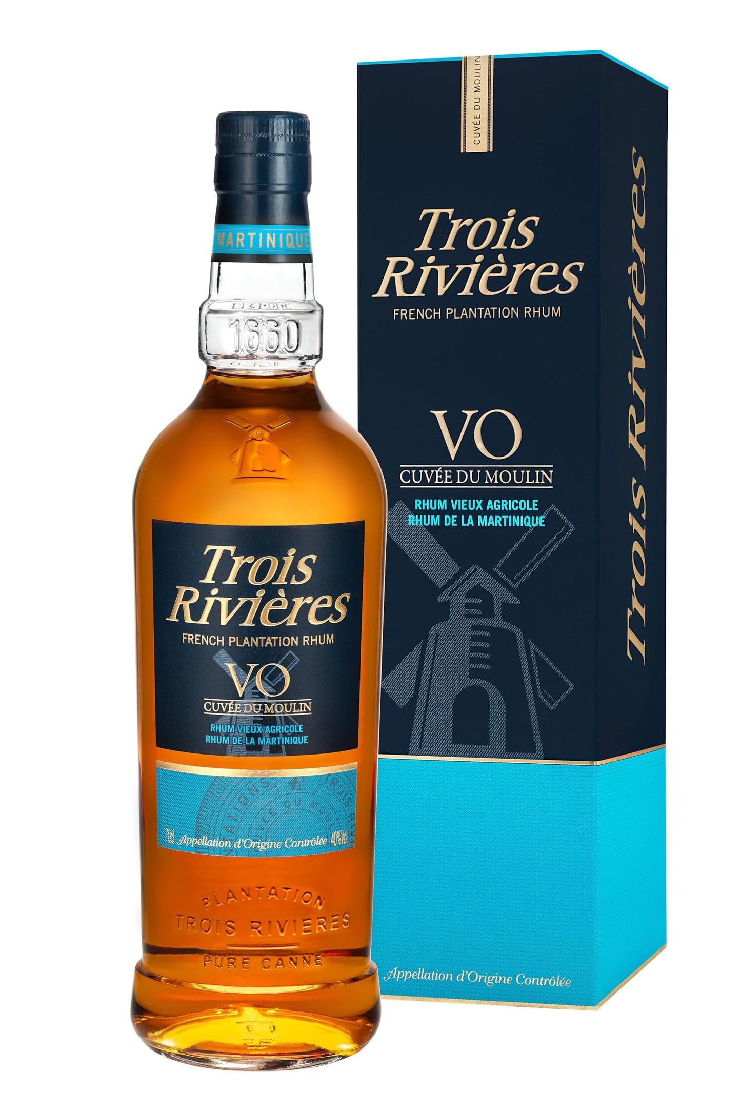 Trois Rivières - V.O. Cuvée du Moulin, 70 cl, Rum Agricolo della Martinica, Invecchiato 3 anni, 40% Vol