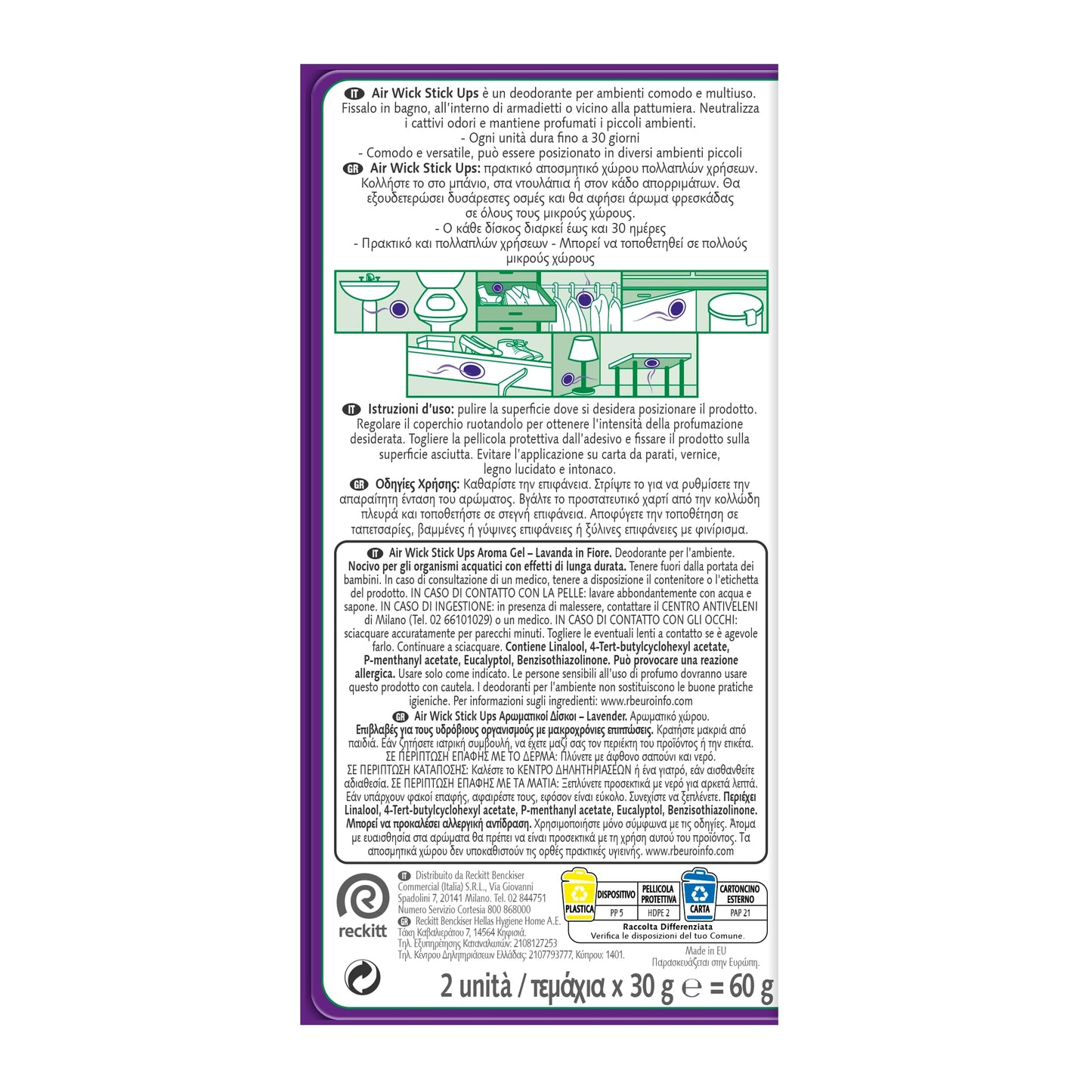 Airwick Stick Up Mix, Confezione da 24 Stick Up,10 Fragranza Lavanda, 6 Fragranza Bouquet, 8 Fragranza Agrumi, deodorante per l'ambiente