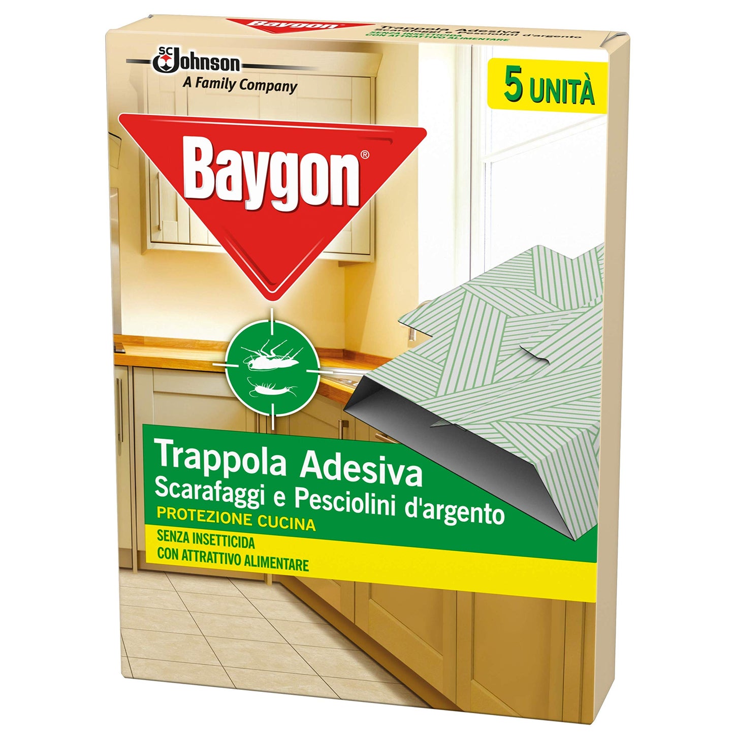 Baygon Trappola Adesiva Scarafaggi Protezione Cucina, 2 x 62.5g