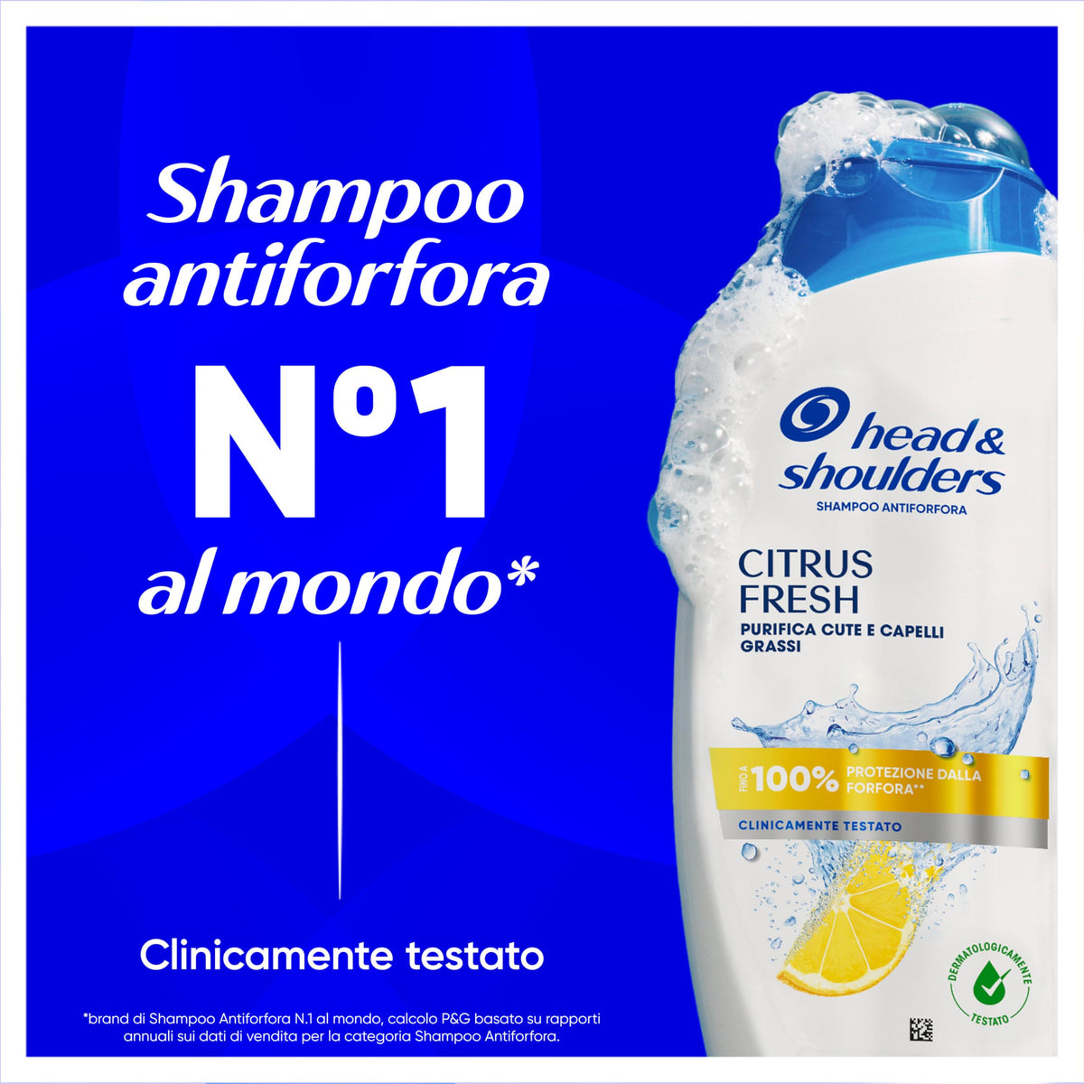 Head & Shoulders Citrus Fresh Shampoo Antiforfora Capelli Grassi 1000ml Flacone con Dosatore. Fino al 100% Protezione dalla Forfora. Clinicamente Testato. Uso Quotidiano. Freschezza agli Agrumi