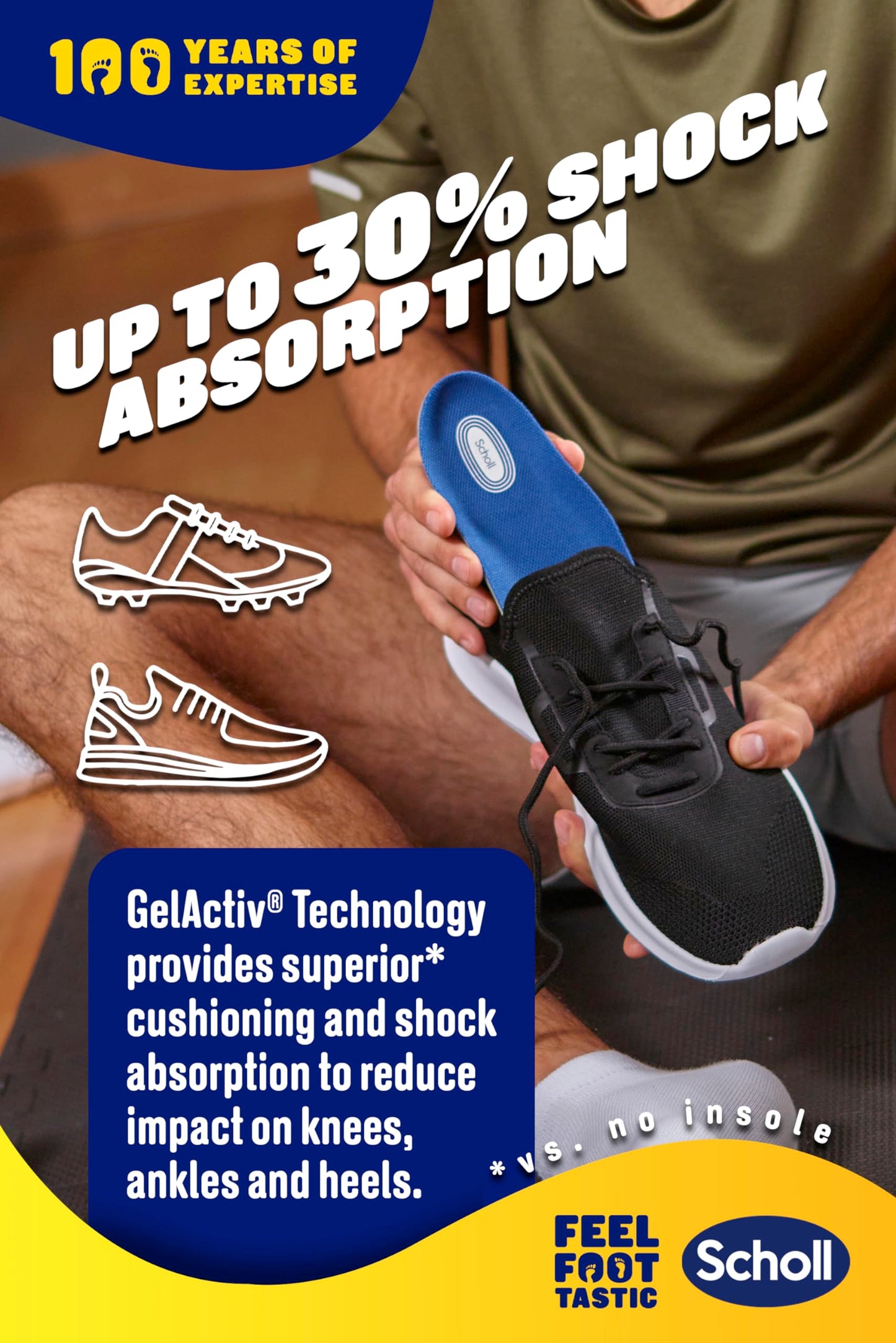 Scholl Active - Soletta in gel, da uomo