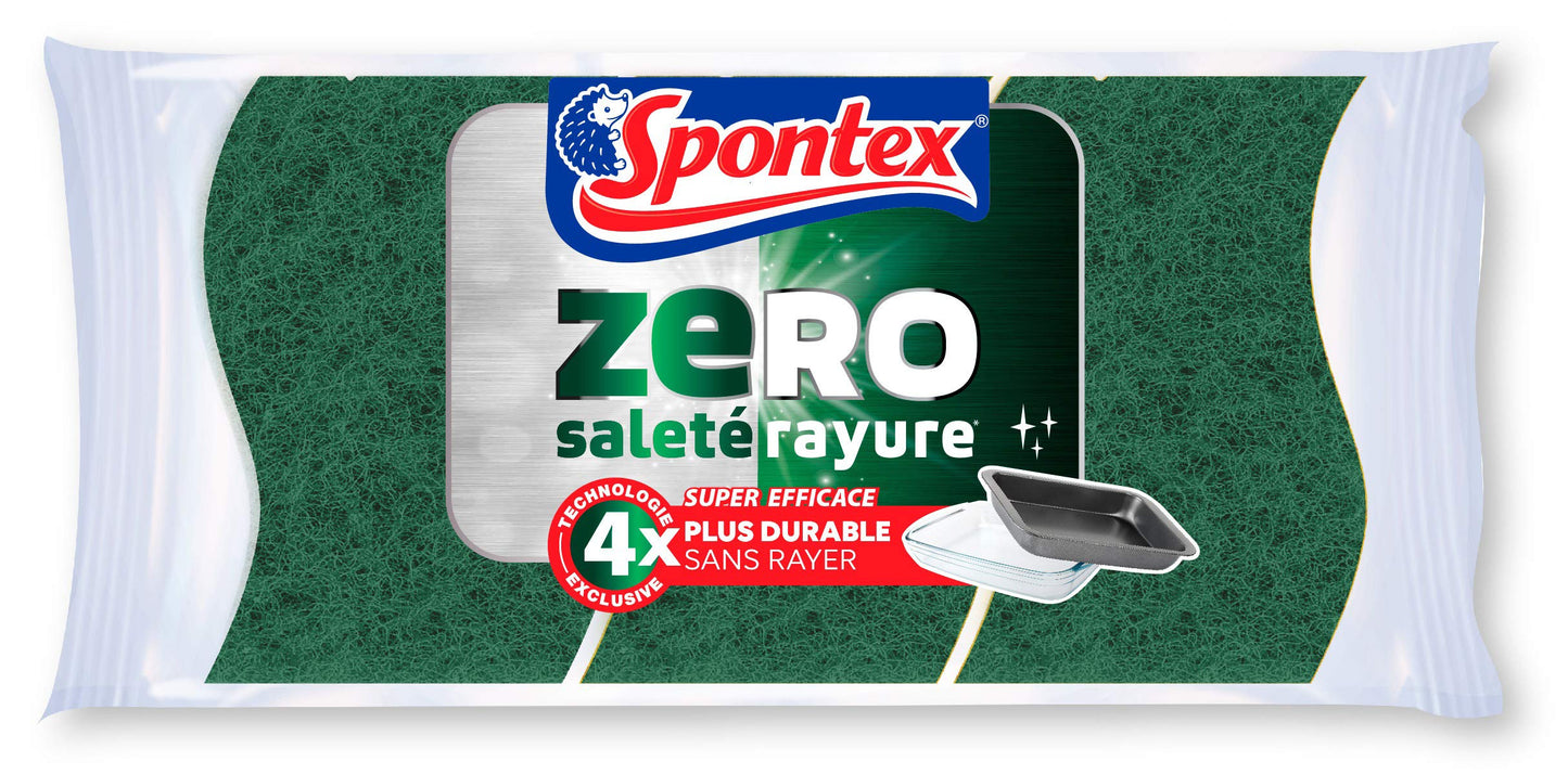 Spontex - Spugna Zero Superfici Sporcate - 3 spugne super efficaci - 4 volte più resistenti senza graffiare