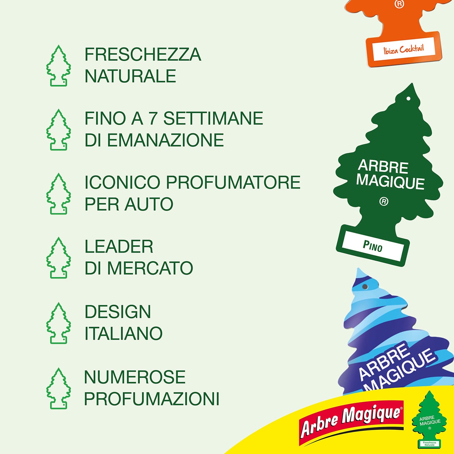 Arbre Magique Mono, Profumatore Auto, Fragranza Lavanda, Profumazione Fresca e Versatile, Durata fino a 7 Settimane, Made in Italy, Confezione da 1 Pezzo