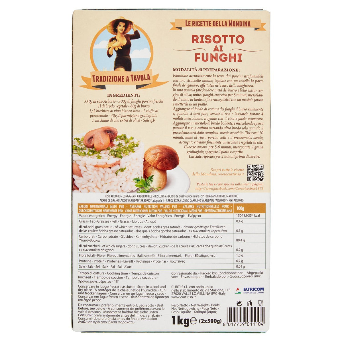 Curtiriso Riso Arborio per Risotti, 2 x 500g