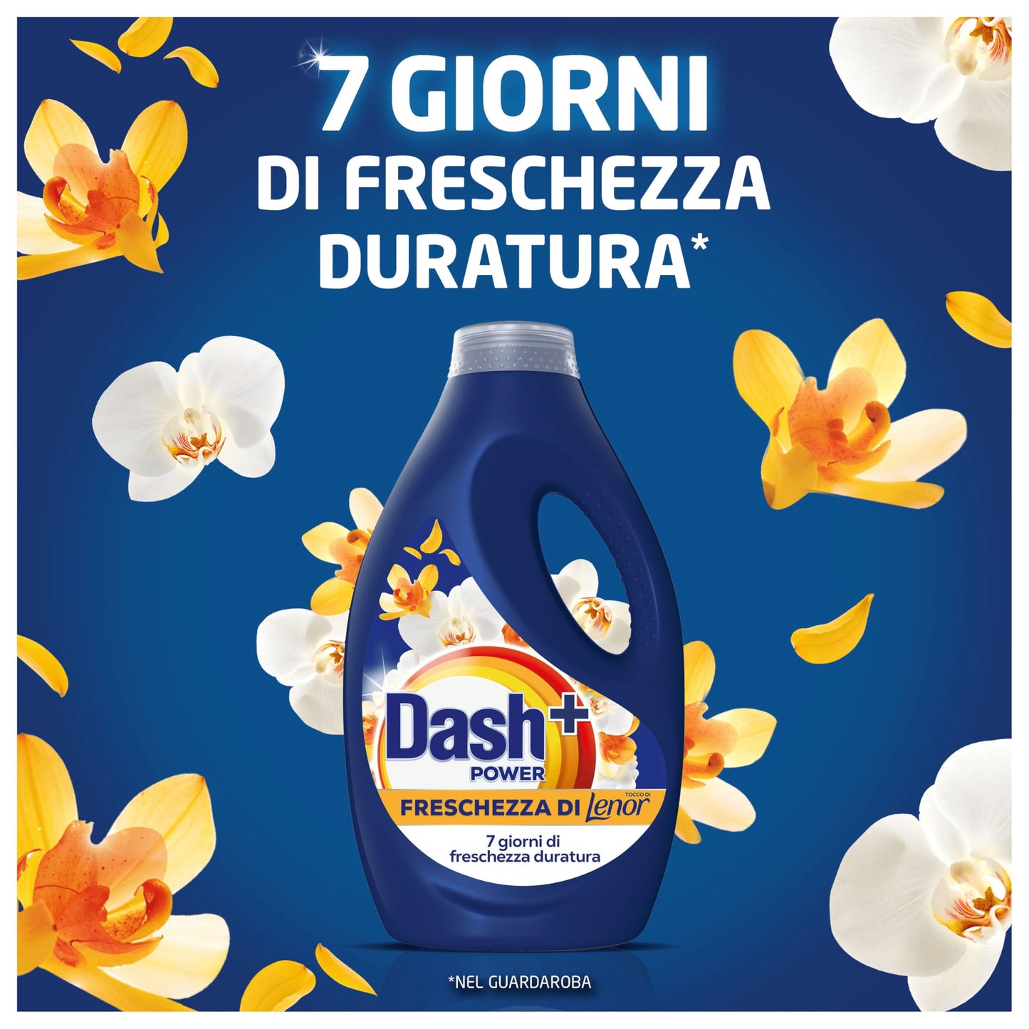 Dash Power Detersivo Liquido Lavatrice, 50 Lavaggi, Freschezza Di Lenor, Oro e Fiori di Vaniglia, Freschezza che dura 7 Giorni, Pulizia Impeccabile, 2250 ml