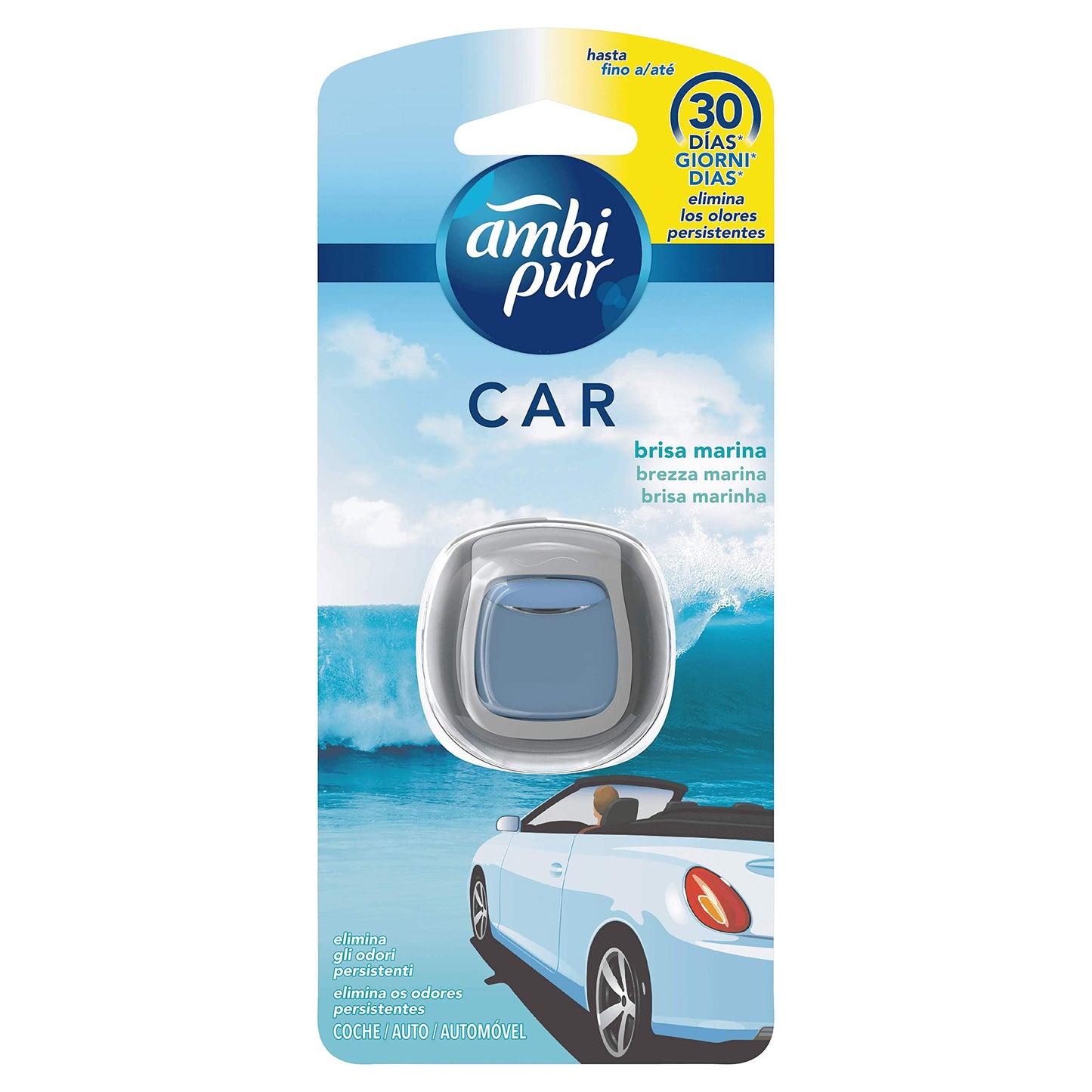 Ambi Pur Car Brezza Marina Deodorante per Auto con Clip - 1 Pezzo