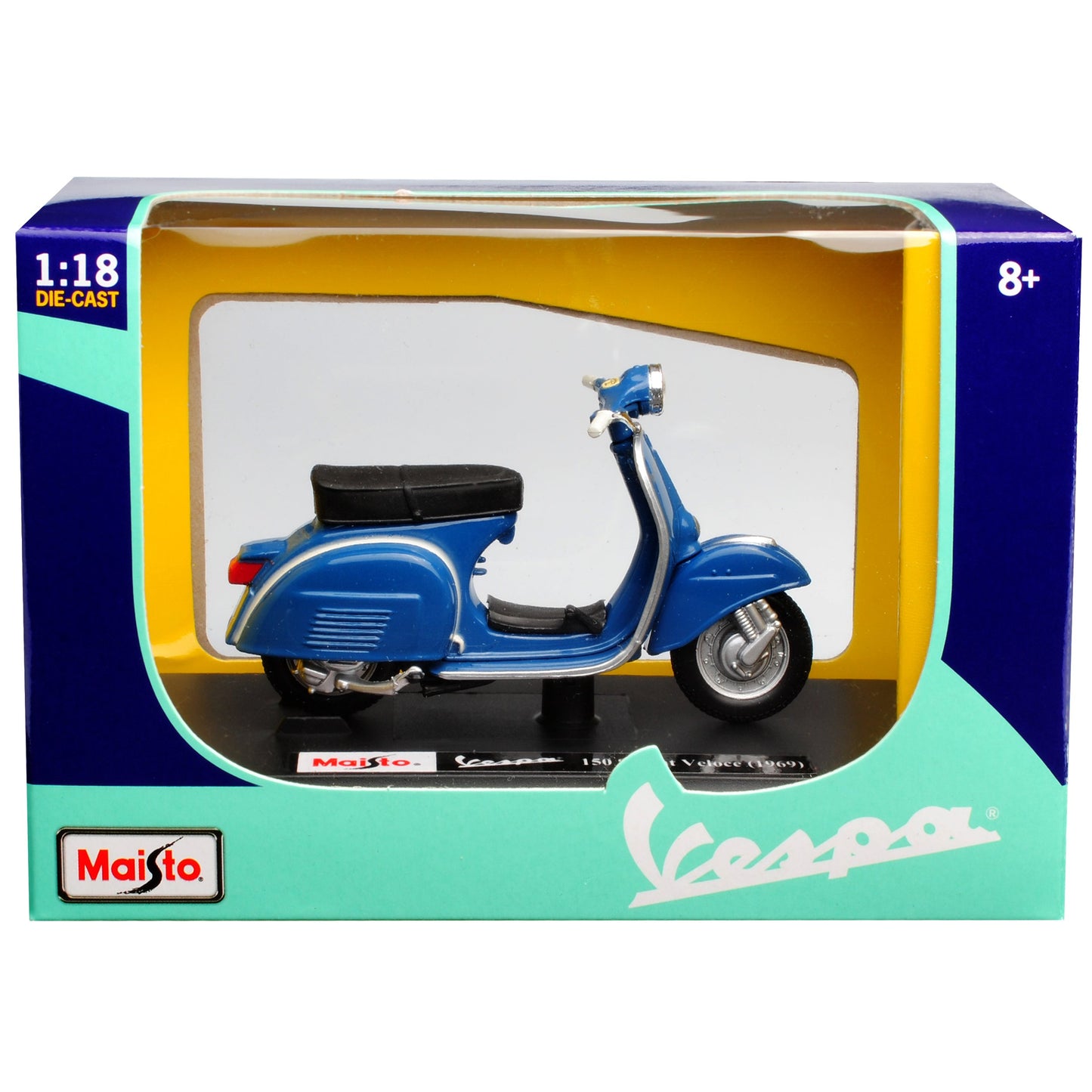 Maisto Vespa 150 Sprint Veloce Blu 1969 con Base 1/18 Modello Moto