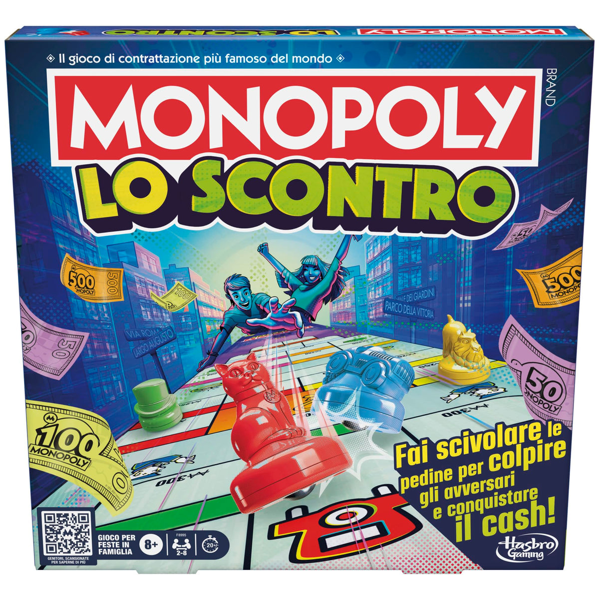 Hasbro Gaming Monopoly - Lo Scontro, Gioco da Tavolo per 2-8 Giocatori, Gioco per Bambini e Bambine da 8 Anni in Su, Divertimento Dinamico per Feste, Versione Italiana