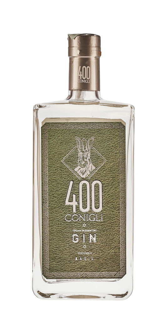 400 CONIGLI Gin Volume 8 Basil, Gin monobotanico, lavorazione artigianale, distillato genuino, Gin Tonic, Bloody Mary, fresco e persistente, 42% Vol.