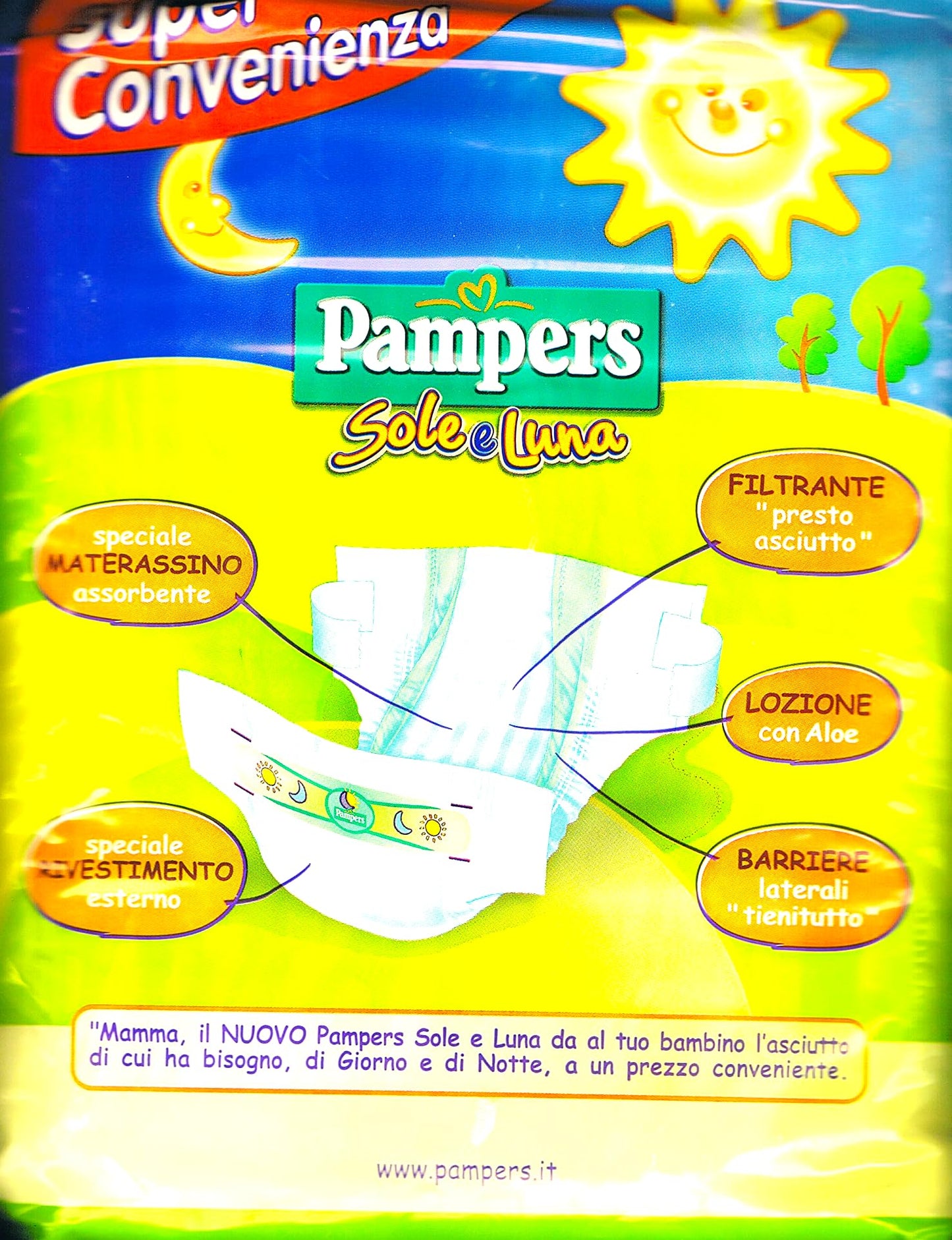 PAMPERS SOLE E LUNA TAGLIA 4 MIS.7-18 KG 22 PANNOLINI X 6 PEZZI TOT.132