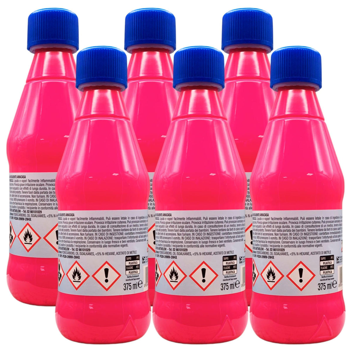 Avio SOLVENTE SMACCHIATORE, Dotato Di Un Notevole Potere Solvente Per Oli e Unto. Prodotto Di Normale Impiego Per La Pulizia Di Tessuti, Plastica e Gomma. Flacone Rosa 375ml (6 Flaconi)
