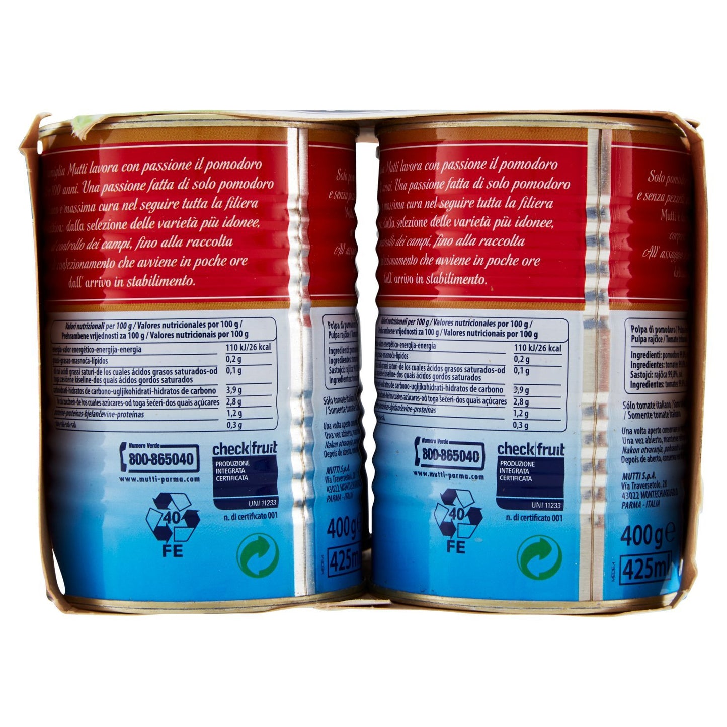 Mutti Polpa di Pomodoro in Finissimi Pezzi - 6 Confezioni da 4x400g
