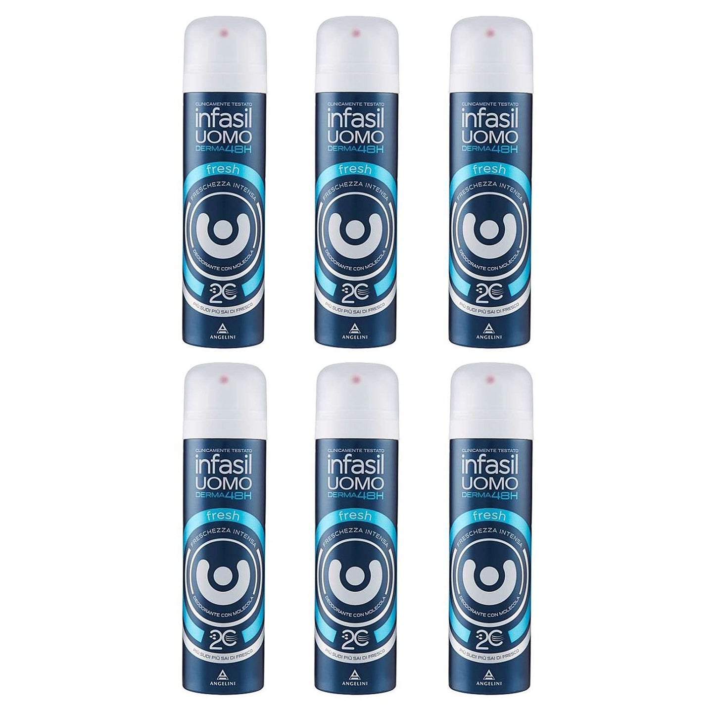6 X Infasil deodorante Spray Uomo FRESH Derma 48H Deo maschile anti odore