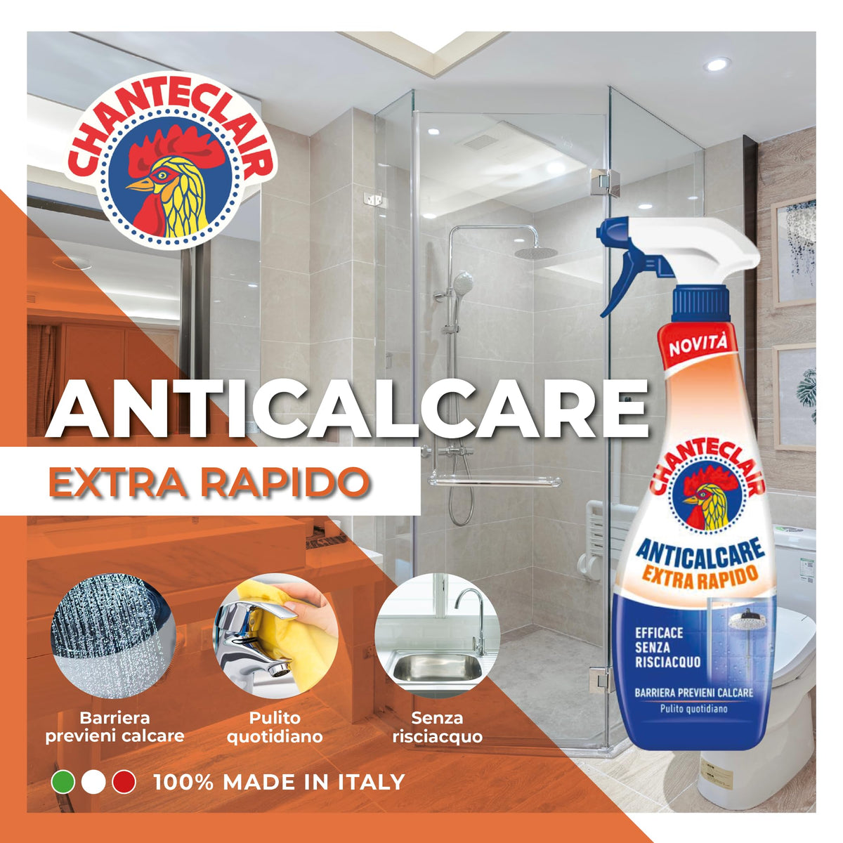 Chanteclair - Anticalcare Universale con Aceto Bianco, Ideale Contro il Calcare su Acciaio, Rubinetti e Ceramica, Forza&Igiene - 12 Flaconi da 625 ml (Scelta Casuale tra Nuovo e Precedente Formato)