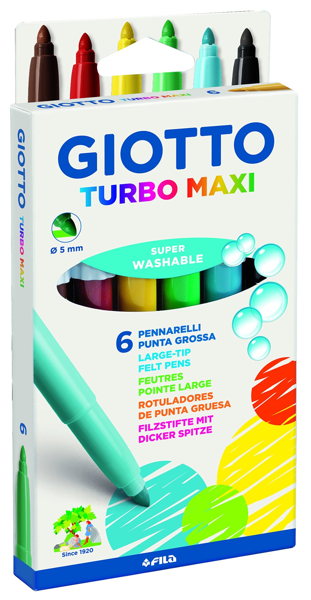 Giotto- Turbo Maxi Giocattolo, Multicolore, 6 count (Confezione da 1), 454000