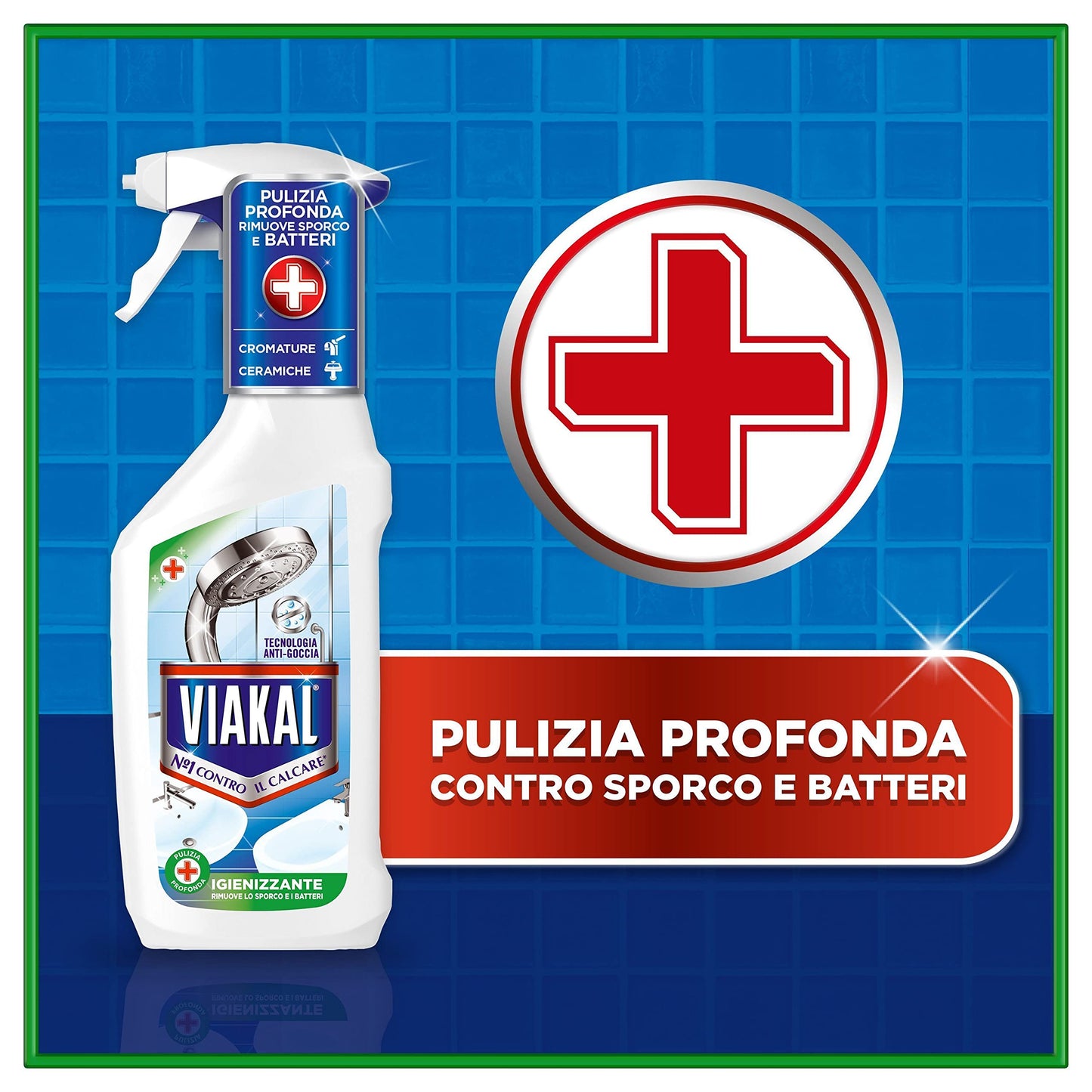 Viakal Anticalcare Detersivo Spray Bagno e Cucina, Igienizzante, 10 x 500 ml, con Tecnologia Anti-goccia, per un Bagno Pulito e Profumato, 100% di Plastica Riciclata