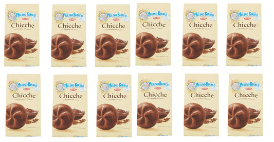 12 pezzi Mulino Bianco chicche al Cacao Cioccolato Riempito Biscotti Snack 200 g