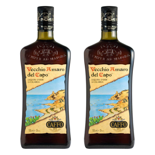 Caffo Vecchio Amaro del Capo Set di 2 liquori alle Erbe della Calabria Alcool 35% 2x1L