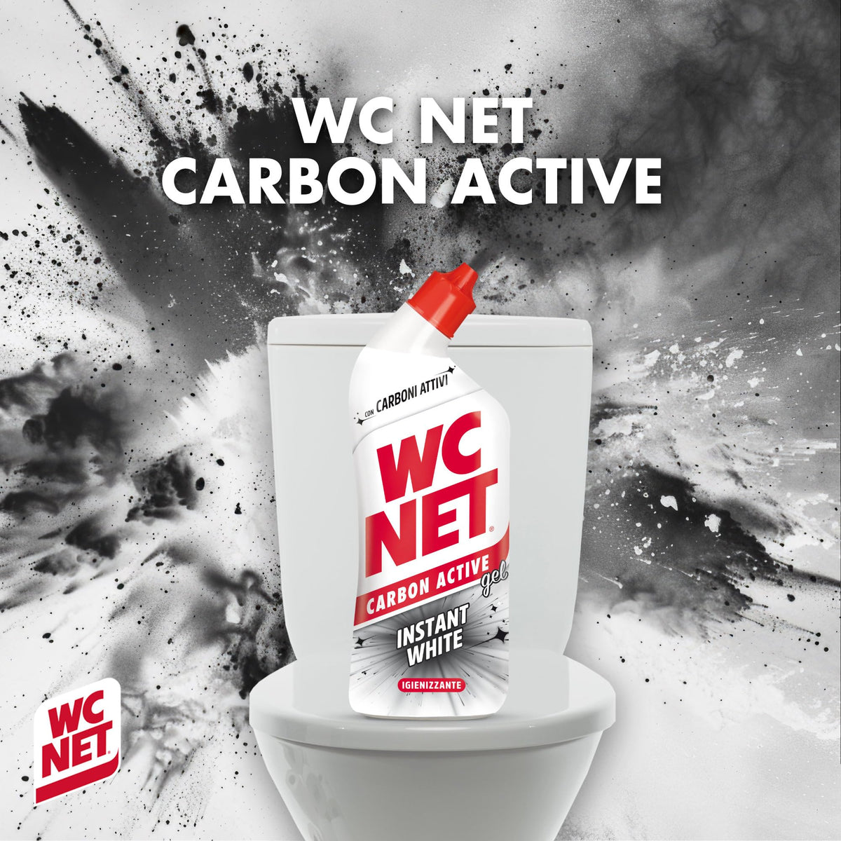 Wc Net – Carbon Active Instant White, Detergente Liquido per WC con Carboni Attivi, Prevenzione del Calcare e Igienizzante per WC, 700ml x 4 Confezioni