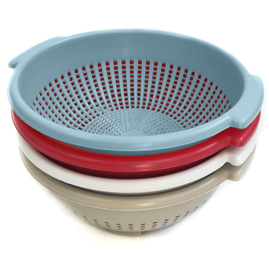 Ecoplast | Colapasta in Plastica ø28, Scolapasta con Manici in Colori Assortiti Tortora/Bianco/Rosso/Mandarino, Made in Italy