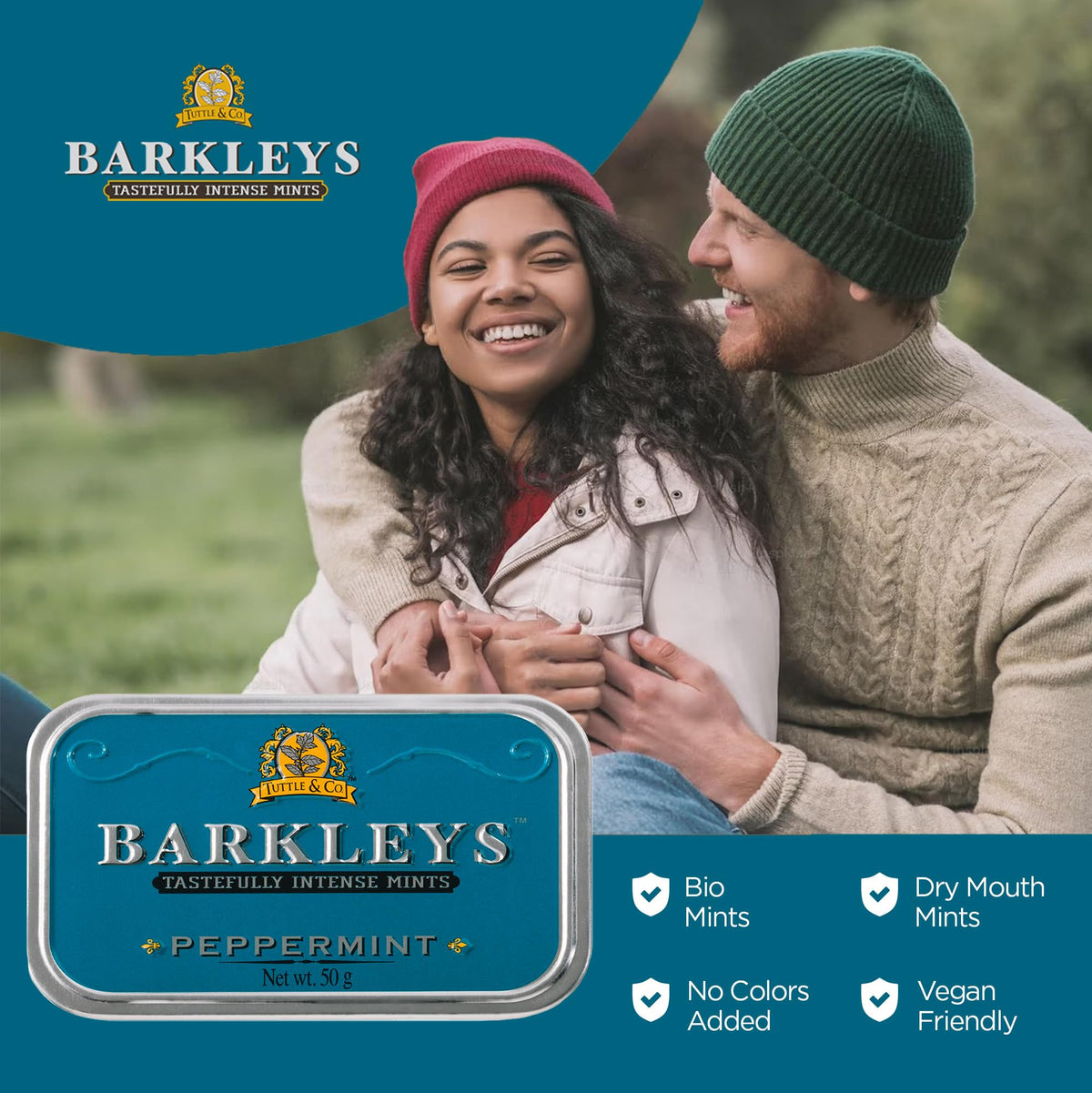 Barkleys Blu Caramelle Menta Piperita. Confezione da 6 Lattine. Senza derivati del latte, Glutine, Uova, Soia e sostanze animali. Adatto a Vegetariani e Vegani. Da collezionare
