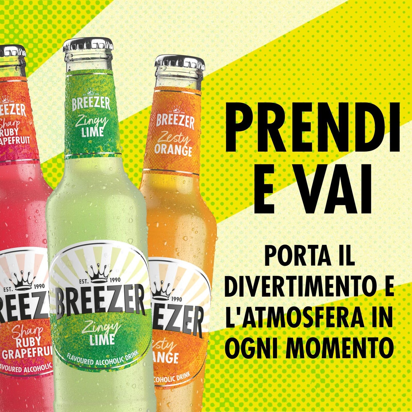 Drink alcolico BREEZER al gusto Lime, vol. 4%, 24 x 27,5 cl / 275 ml, Drink alcolico premiscelato e pronto da bere in bottiglia