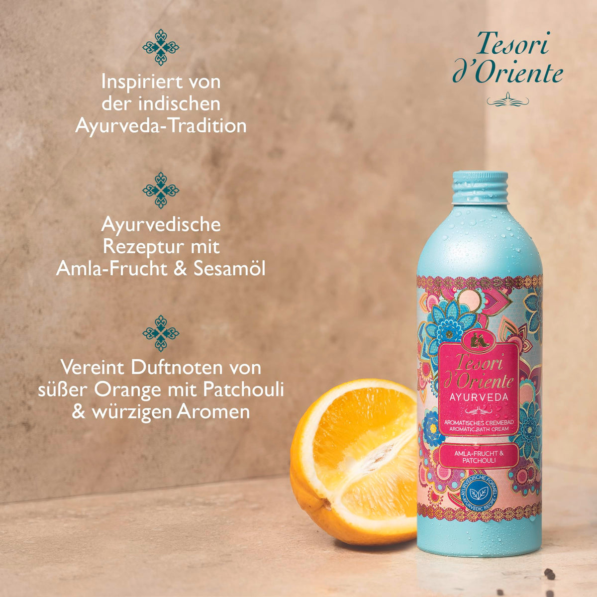 TESORI D'ORIENTE d'Oriente - Bagno in crema Byzantium, 500 ml, aromatico con rosa nera e labdano per la cura del corpo e dei sensi