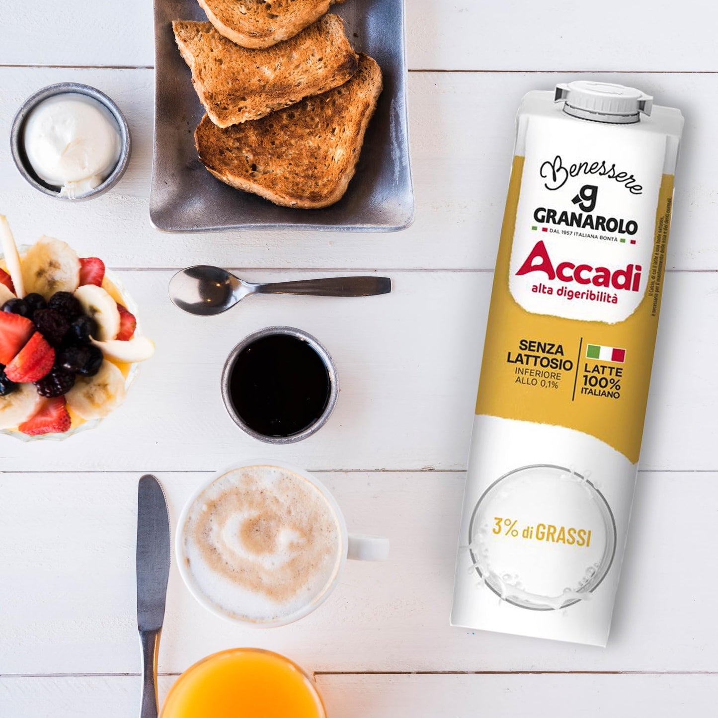 Granarolo, Latte UHT Accadì da 1 Litro, 6 Confezioni di Latte 100% Italiano Senza Lattosio (<0,1%) e con 3% di Grassi