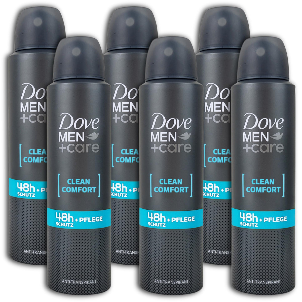Confezione da 6 deodoranti Dove Men+Care Anti Transpirant Spray Clean Comfort Deodorante, 6 x 150 ml
