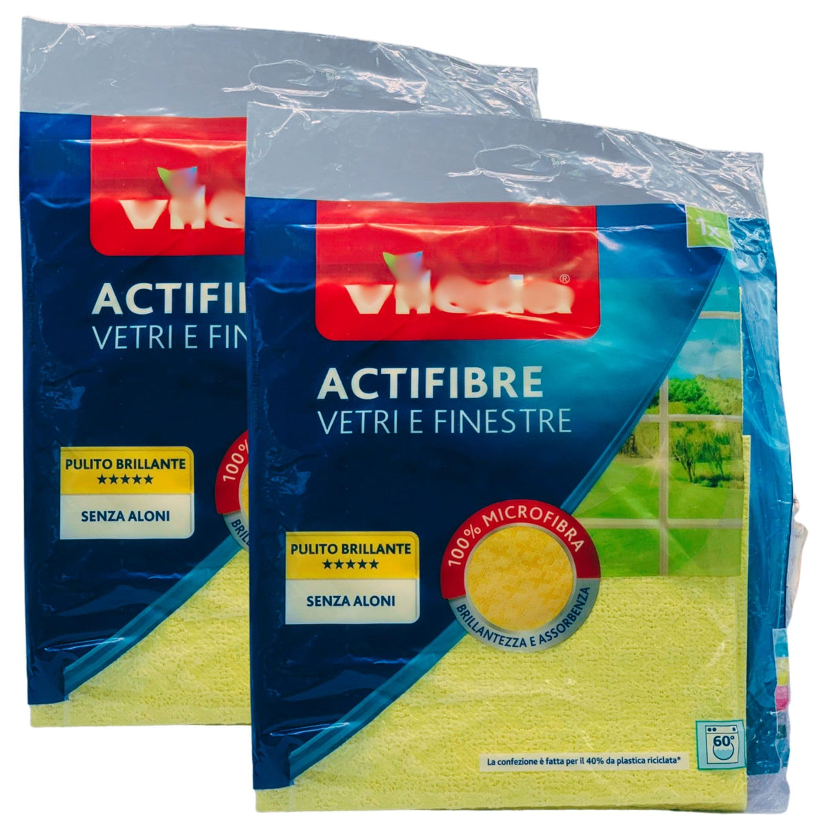 FEI FAN Panno ACTIFIBRE Vetri e Finestre, Microfibra. Pulito Brillante, Senza Aloni. Giallo - 32x34,5cm