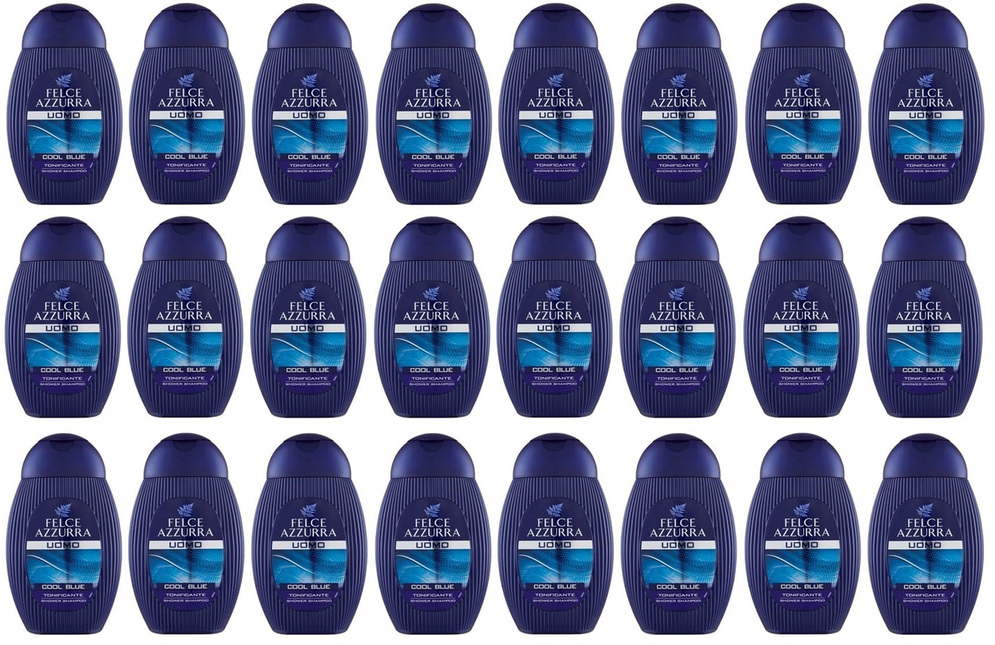 24x Felce Azzurra Doccia Shampoo Uomo Cool Blue Tonificante Shower Shampoo 250ml