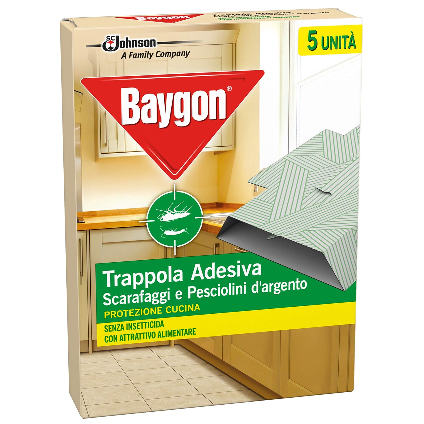 Baygon Trappola Adesiva Scarafaggi Protezione Cucina, 2 x 62.5g