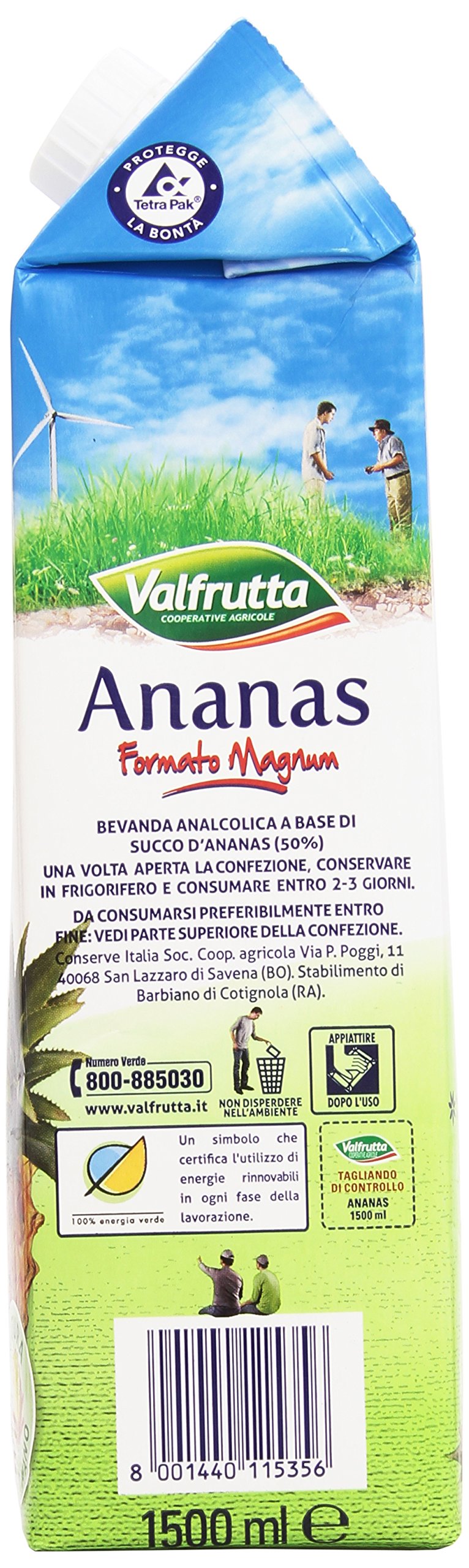 Valfrutta Bevanda Analcolica, Ananas - 6 Confezione da 1500 ml