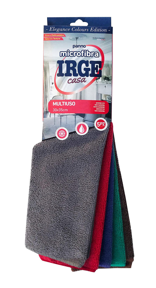 Irge Panno Microfibra 5Pz 30 x 35cm, Multicolor
