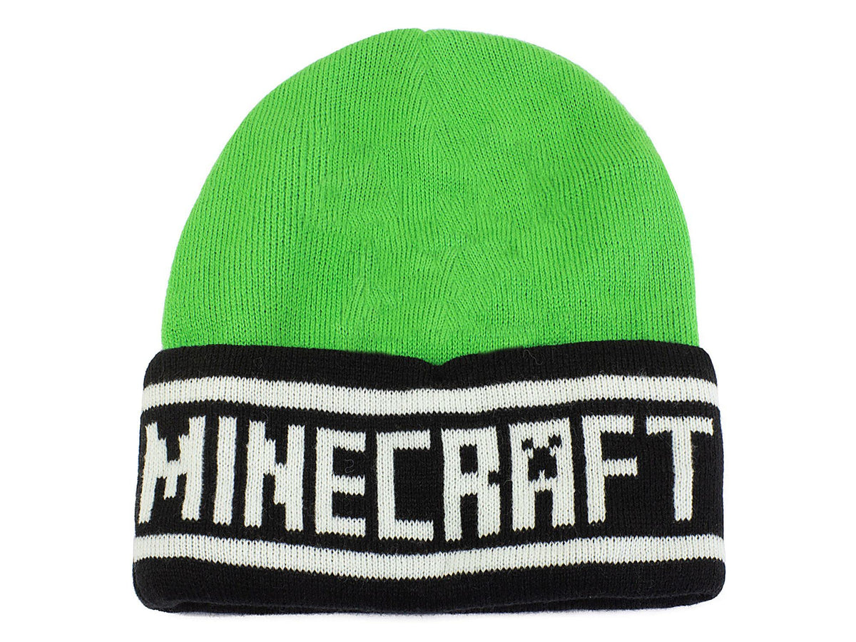 Fashion UK Berretto Minecraft Creeper Modello Verde Logo e Scritta. Acrilico. Taglia Unica per Adulti Ragazzi. Ufficiale.