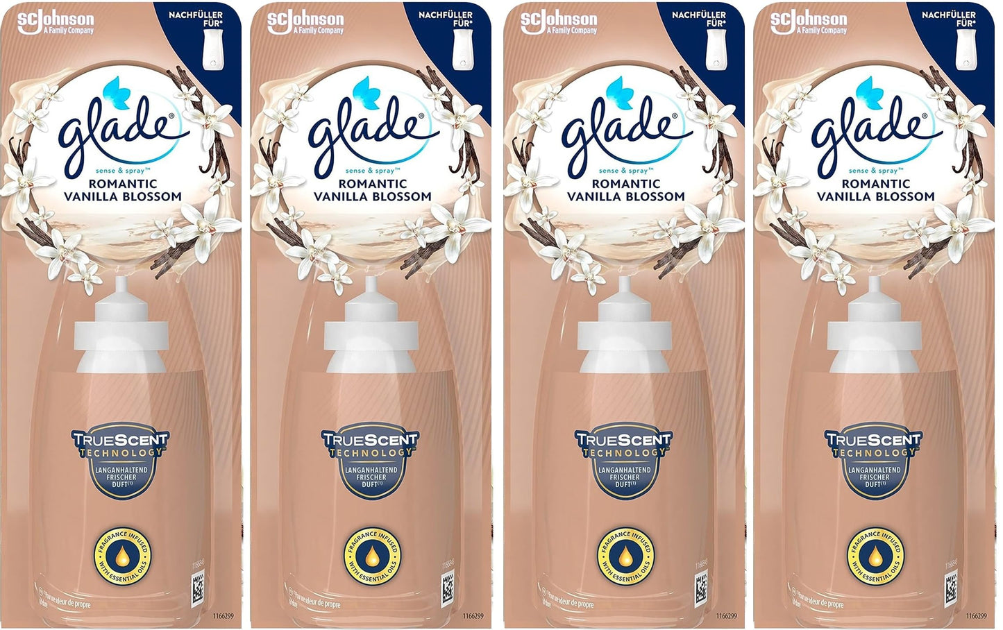 Glade 4 ricariche Sense and Spray da 18 ml – Romantic Vanilla Blossom