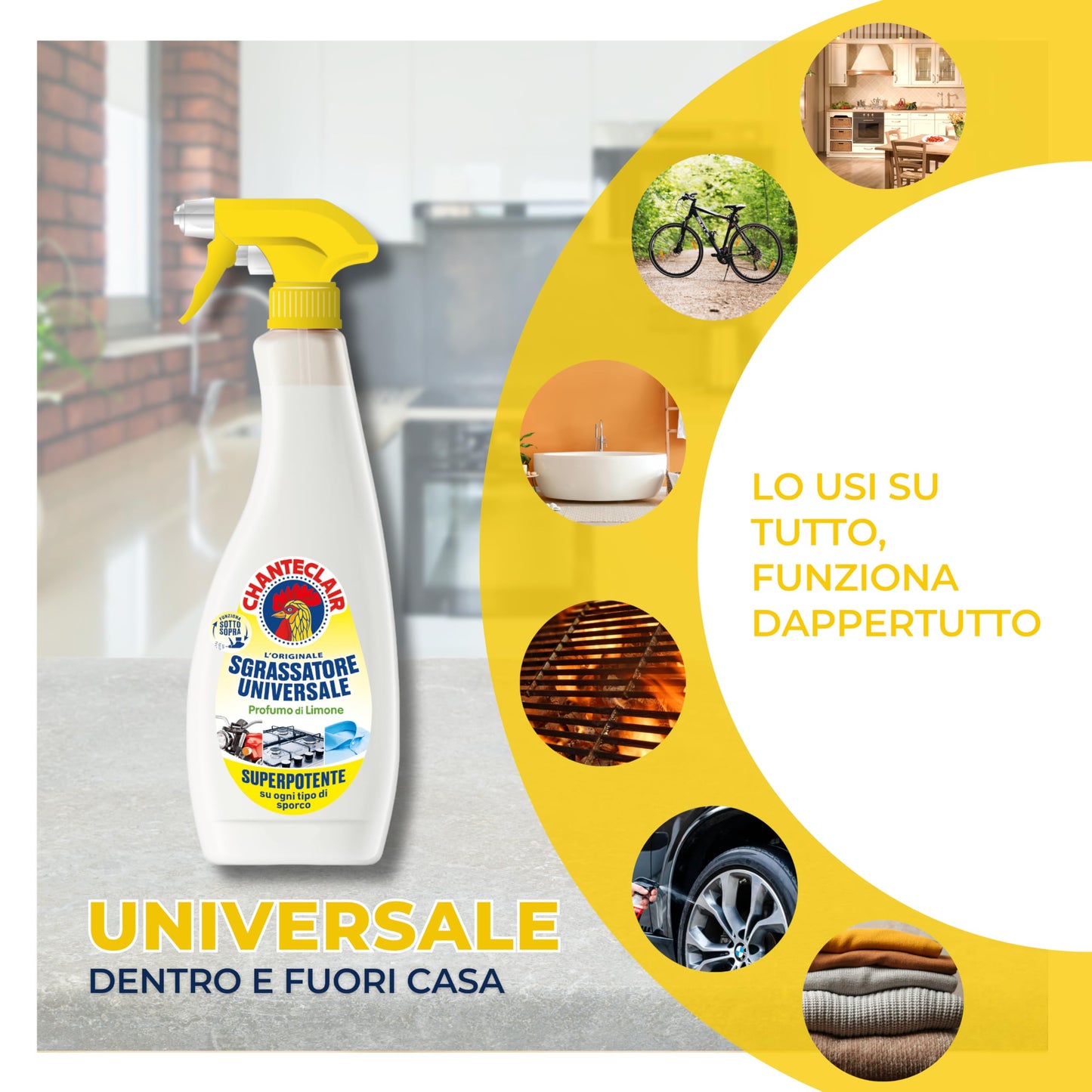 Chanteclair - Sgrassatore Universale Spray, Superpotente, Profumo di Limone, Formula Originale - 12 Flaconi da 750 ml