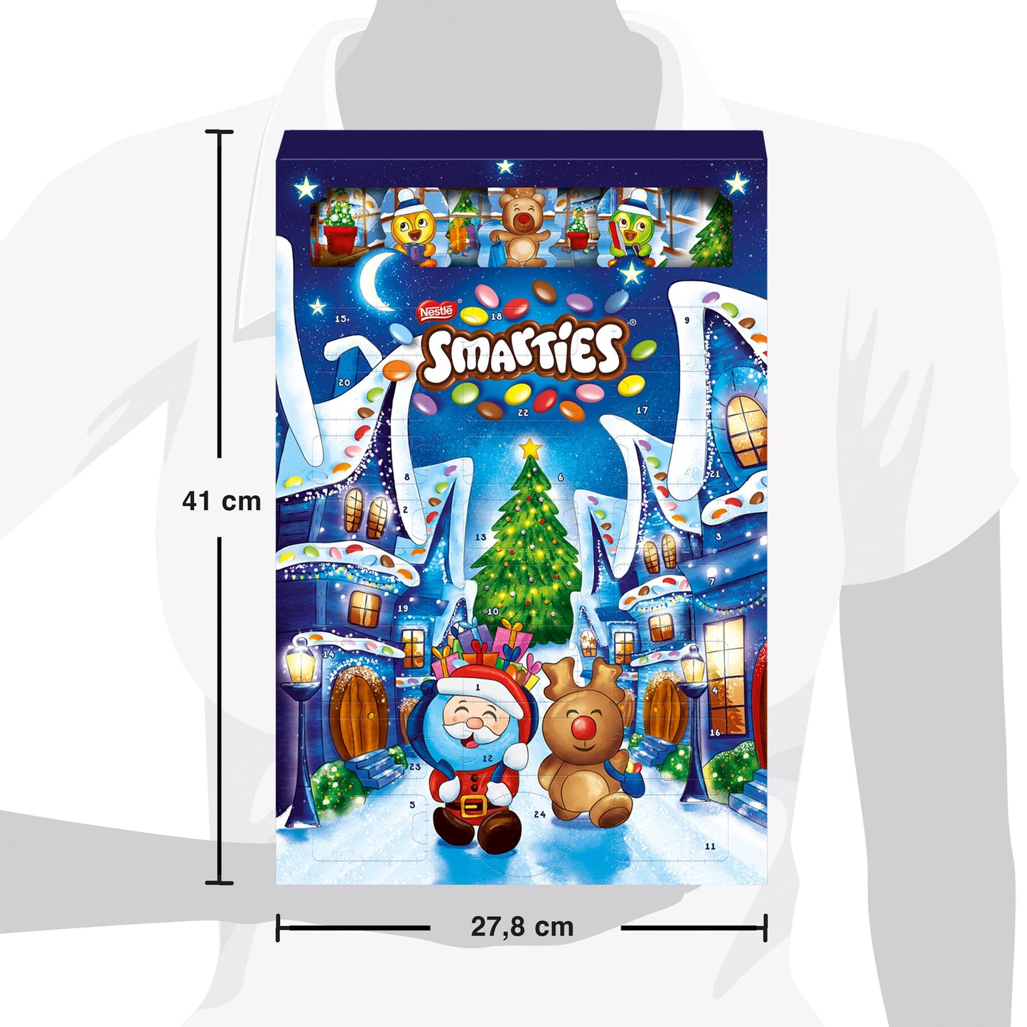 SMARTIES Calendario Avvento 2025 Personaggi di Cioccolato al Latte con Confetti al Cioccolato 193,9g