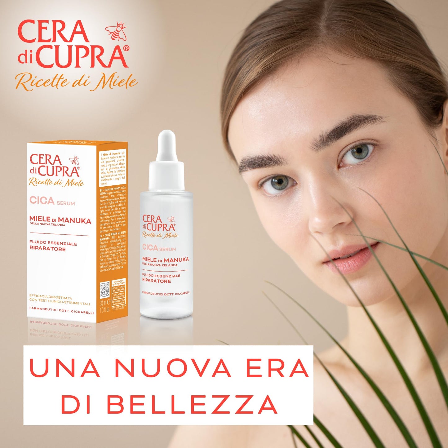 Cera di Cupra, Cica Serum, Siero Miele di Manuka della Nuova Zelanda, Potenzia i Naturali Processi di Autoriparazione della Barriera Cutanea, Made in Italy, Dermatologicamente Testato, 30 ml